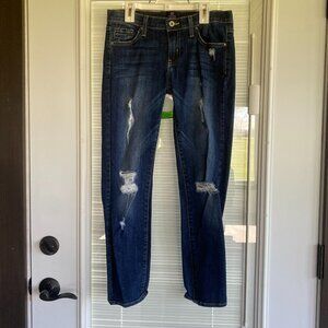 Just Black Distressed Jeans Dark Wash Women Size 25 Skinny Trendy Casual Fit